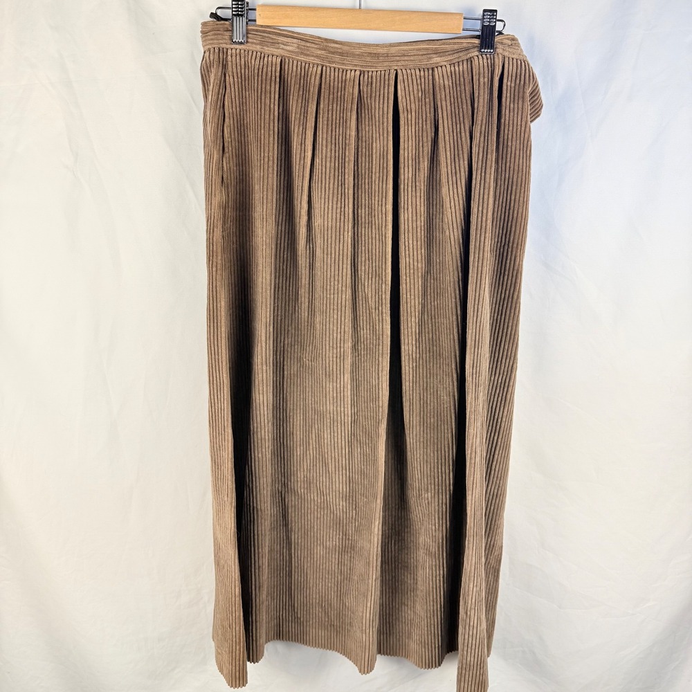 Vintage JH Collectibles Cotton Corduroy Brown Midi Skirt‎ Size 14 Cottagecore